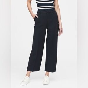 Banana Republic High Waisted Wide Leg Cropped Pants Black Size 0 NWT